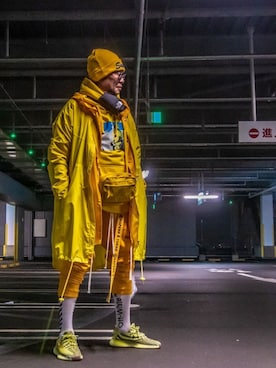 「アイテム（モッズコート、イエロー系）」を使った、HYS-TKさん（メンズ・178cm）の冬コーディネート