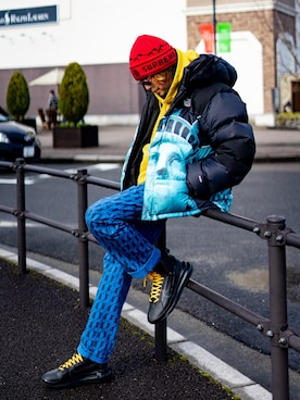 「Supreme x The North Face」｜「アイテム（ダウンジャケット/コート）」を使った、HYS-TKさん（メンズ・178cm）の春コーディネート