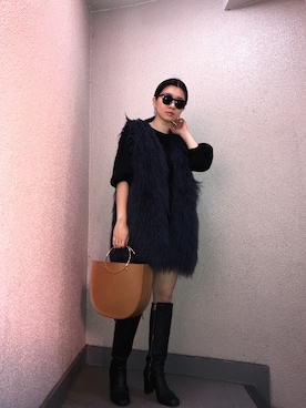 「ZARA（ザラ）のアイテム（ワンピース、ブラック系）」を使った、momiさん（レディース・157cm）の春コーディネート