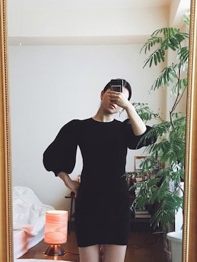 「ZARA（ザラ）のアイテム（ワンピース、ブラック系）」を使った、momiさん（レディース・157cm）の春コーディネート