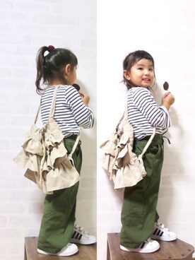 「カーキパンツ」｜uuume＊さん（キッズ・90cm）の秋コーディネート