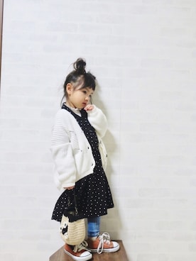 「アイテム（シャツワンピース）」を使った、uuume＊さん（キッズ・90cm）の春コーディネート