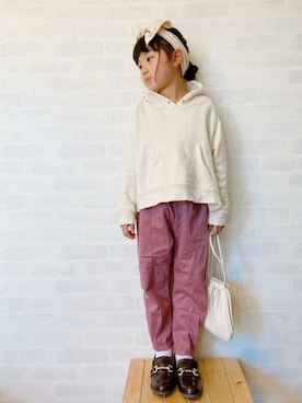 「アイテム（ローファー、ブラウン系）」を使った、uuume＊さん（キッズ・110cm）の春コーディネート