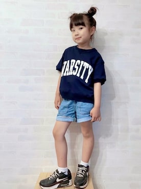 「アイテム（Tシャツ/カットソー）」を使った、uuume＊さん（キッズ・120cm）の春コーディネート