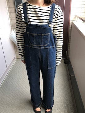 「Omekashi（オメカシ）のアイテム（オールインワン・サロペット）」を使った、Ayumi さん（レディース・162cm）の夏コーディネート