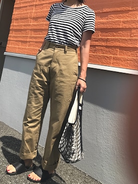 「THE SHINZONE（ザ　シンゾーン）のハイウエストチノパンツ（チノパンツ）」を使った、ma☆さん（レディース・158cm）の夏コーディネート