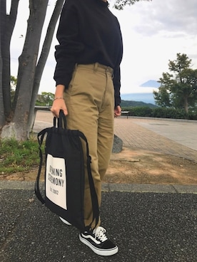 「THE SHINZONE（ザ　シンゾーン）のハイウエストチノパンツ（チノパンツ）」を使った、ma☆さん（レディース・158cm）の秋コーディネート