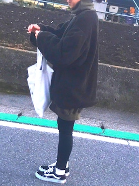 「CLANE（クラネ）のアイテム（ノーカラージャケット）」を使った、ma☆さん（レディース・158cm）の冬コーディネート