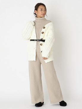 「リブニットパンツ」｜「アイテム（ワンピース/ドレス）」を使った、DaTuRa_STAFFさん（レディース・160cm）の冬コーディネート