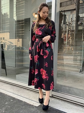 「ボタニカル柄」｜DaTuRa_STAFFさん（レディース・160cm）の冬コーディネート