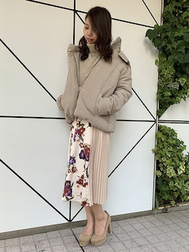 「フラワープリント」｜「アイテム（その他アウター）」を使った、DaTuRa_STAFFさん（レディース・160cm）の冬コーディネート