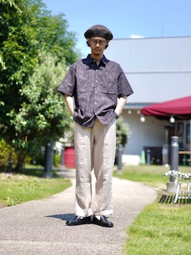 「URBAN RESEARCH DOORS（アーバンリサーチドアーズ）のハードマンズリネン 2タックトラウザー（その他パンツ）」を使った、やましたさん（メンズ・175cm）の夏コーディネート