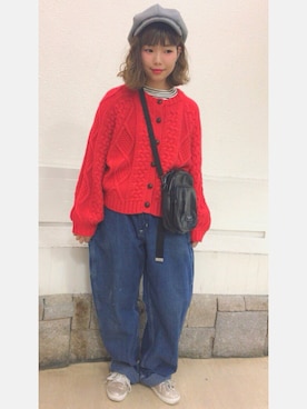 「carhartt」｜「アイテム（キャスケット）」を使った、スピンズ京都本店さん（レディース・158cm）の冬コーディネート
