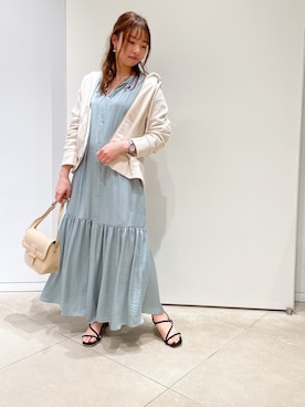 Rope Picnic ロペピクニック の ローウエスト切替サテンシャツワンピース シャツワンピース Wear