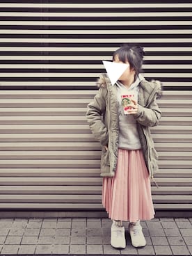 「H&M（エイチ・アンド・エム）のアイテム（モッズコート）」を使った、のの＊0w0＊さん（キッズ・120cm）の冬コーディネート