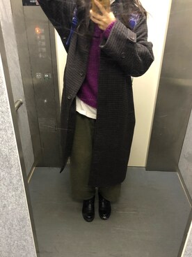 「Ungrid（アングリッド）のアイテム（ステンカラーコート）」を使った、Oo さん（レディース・162cm）の冬コーディネート