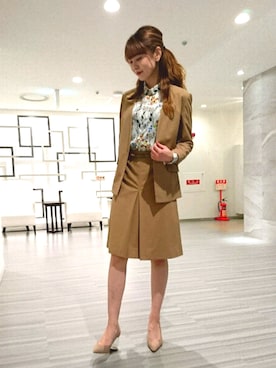 「ナラカミーチェ」｜「アイテム（ノーカラージャケット）」を使った、KUBOさん（レディース・163cm）の春コーディネート