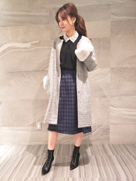 「チドリ柄」｜「アイテム（その他アウター）」を使った、KUBOさん（レディース・163cm）の冬コーディネート