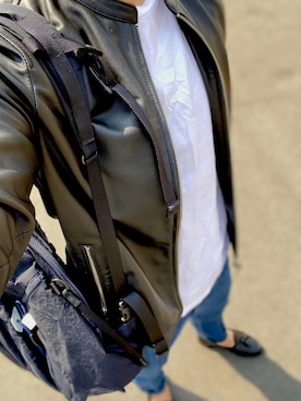 「タッセルローファー」｜「アイテム（ライダースジャケット）」を使った、ひこっちさん（メンズ・174cm）の春コーディネート