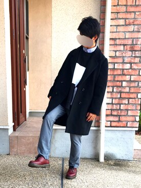 「EDWIN」｜「アイテム（チェスターコート）」を使った、koheiさん（メンズ・165cm）の秋コーディネート