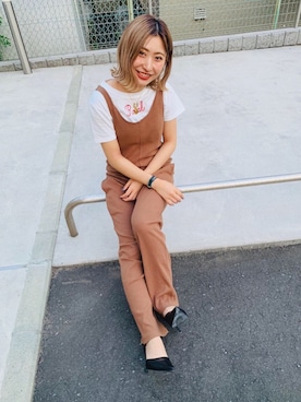 「GYDA」｜「アイテム（サロペット/オーバーオール）」を使った、YUUKA🦋さん（レディース・157cm）の夏コーディネート