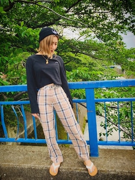 「ROXY（ロキシー）のアイテム（ビーチサンダル）」を使った、YUUKA🦋さん（レディース・157cm）の夏コーディネート