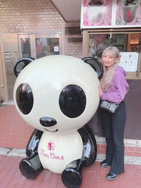 「roial（ロイアル）のアイテム（パーカー、パープル系）」を使った、YUUKA🦋さん（レディース・158cm）の秋コーディネート