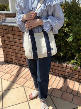 「SLOBE IENA（スローブイエナ）のコットンラッフルブラウス【手洗い可能】◆（シャツ/ブラウス）」を使った、hiyoriさん（レディース・154cm）の春コーディネート