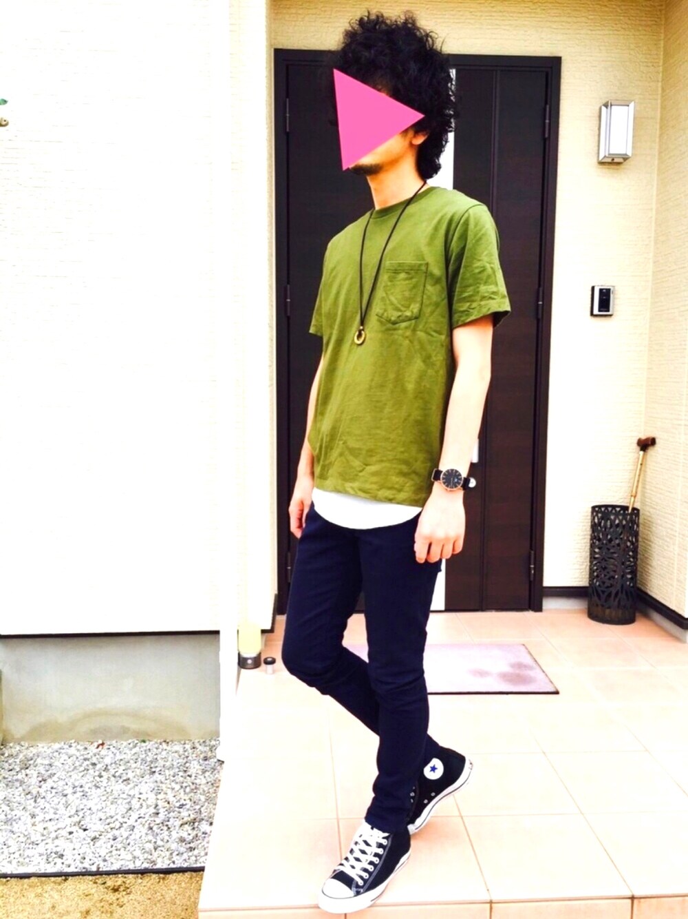 「おしゃれさんと繋がりたい、レイジブルー」｜「RAGEBLUEの【汗ジミ防止・抗菌防臭】ポケットTシャツ/748866（Tシャツ/カットソー、ホワイト系）」を使った、J.Jさん（メンズ・172cm）の夏コーディネートの1枚目の写真