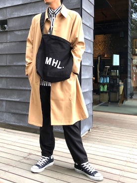 「H&M（エイチ・アンド・エム）のアイテム（シャツ/ブラウス、ホワイト系）」を使った、J.Jさん（メンズ・172cm）の春コーディネート