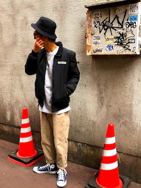 「ストリートカジュアル」｜「アイテム（ブルゾン）」を使った、eki_tmtさん（メンズ・173cm）の冬コーディネート