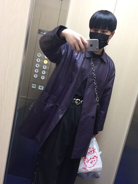 「服飾学生」｜「アイテム（チェスターコート）」を使った、r Y 0 K i さん（メンズ・174cm）の冬コーディネート