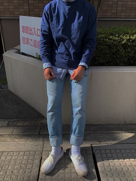 「NANO universe（ナノユニバース）のアイテム（スウェット）」を使った、RAYMONさん（メンズ・184cm）の秋コーディネート
