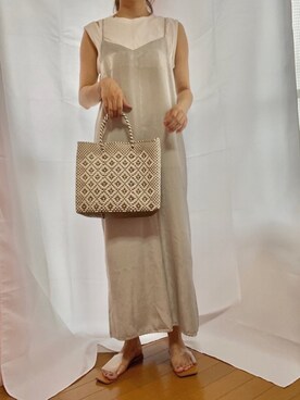 「アイテム（ワンピース/ドレス、シルバー系）」を使った、くるみこさん（レディース・158cm）の夏コーディネート