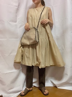 「GRL（グレイル）の2wayチェーンフラップバッグ（ハンドバッグ）」を使った、くるみこさん（レディース・158cm）の夏コーディネート