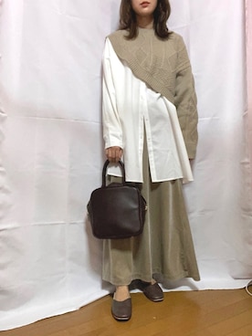 「ベロアスカート」｜「アイテム（その他シューズ）」を使った、くるみこさん（レディース・158cm）の秋コーディネート