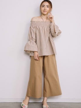 「アイテム（トップス、ブラウン系）」を使った、eversince_snap さん（レディース・162cm）の夏コーディネート