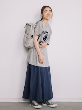 「アイテム（バックパック/リュック、グレー系）」を使った、eversince_snap さん（レディース・162cm）の夏コーディネート