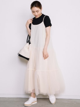 「アイテム（Tシャツ/カットソー、ブラック系）」を使った、eversince_snap さん（レディース・162cm）の夏コーディネート