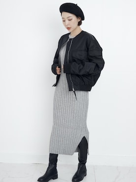 「H&M（エイチ・アンド・エム）のアイテム（ハンチング/ベレー帽）」を使った、eversince_snap さん（レディース・162cm）の冬コーディネート