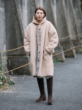 「オーバーコート」｜「アイテム（その他アウター）」を使った、eversince_snap さん（レディース・162cm）の冬コーディネート