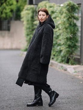 「オーバーコート」｜「アイテム（その他アウター）」を使った、eversince_snap さん（レディース・162cm）の冬コーディネート