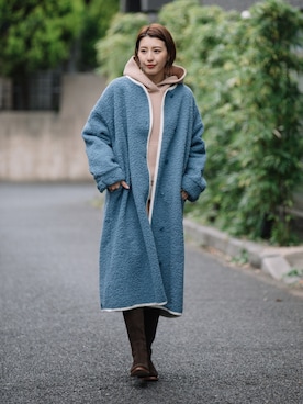 「オーバーコート」｜「アイテム（ブーツ）」を使った、eversince_snap さん（レディース・162cm）の冬コーディネート