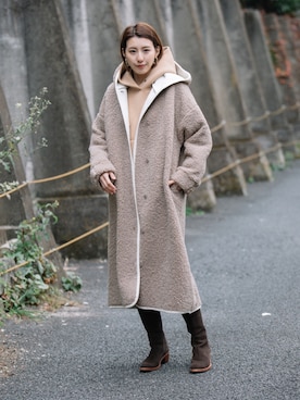 「オーバーコート」｜「アイテム（その他アウター）」を使った、eversince_snap さん（レディース・162cm）の冬コーディネート