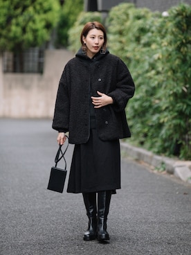 「アイテム（ノーカラーコート）」を使った、eversince_snap さん（レディース・162cm）の冬コーディネート