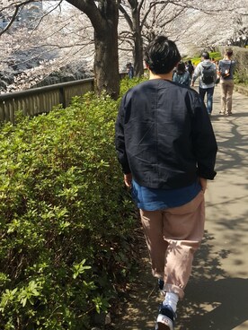 「花見」｜「アイテム（カバーオール）」を使った、KOZIXさん（メンズ・163cm）の春コーディネート