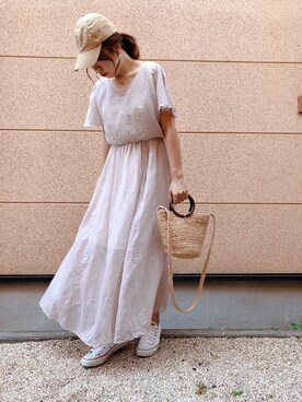 「merry jenny（メリージェニー）のアイテム（キャップ）」を使った、rui☺︎さん（レディース・158cm）の夏コーディネート