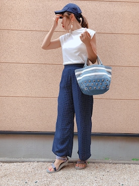 「merry jenny（メリージェニー）のアイテム（キャップ）」を使った、rui☺︎さん（レディース・158cm）の夏コーディネート