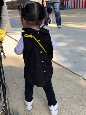 「ASICS（アシックス）のasics アシックス ファブレファーストSL3 (12-135) TUF123 0195 ホワイト/CPGL（スニーカー）」を使った、chi_ha_momさん（キッズ・80cm）の冬コーディネート