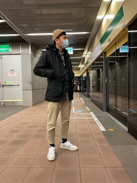「PUMA」｜「アイテム（その他アウター）」を使った、Nick KUさん（メンズ・175cm）の冬コーディネート